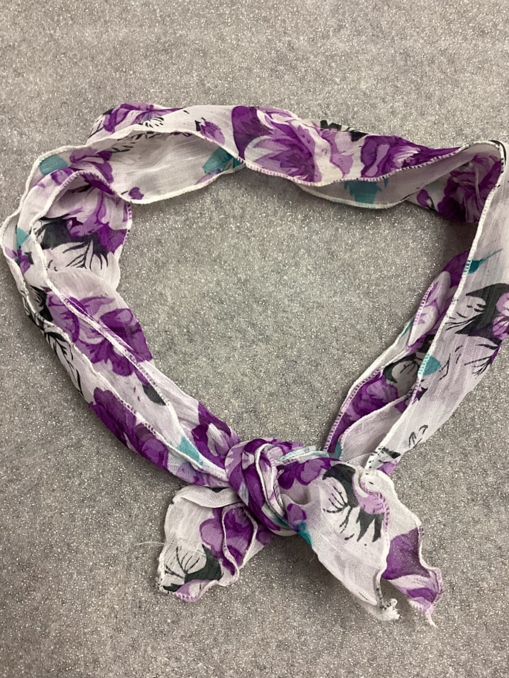 Purple White Floral Wire Tie Headband
